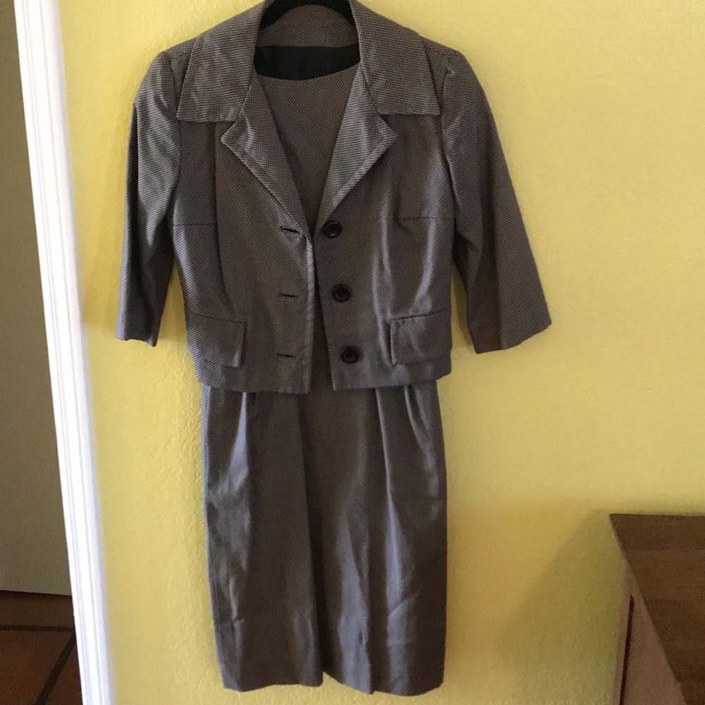 Vtg 50s designer Sandra sage 2pc suit dress pinup